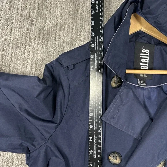 INTL DETAILS Women's Rain Jacket Coat Large Navy Lightweight Removable Hood - Picture 8 of 13